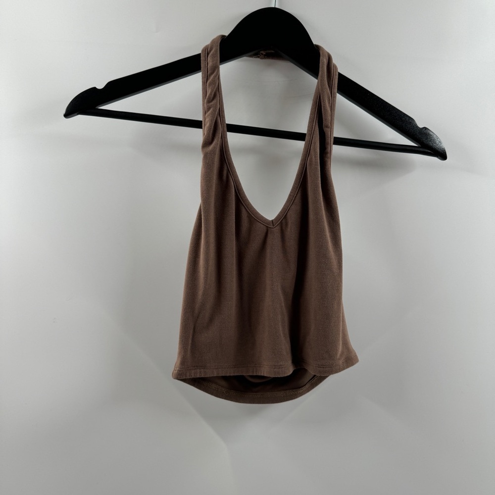 White Fox Brown Halter Top Women’s Size Small